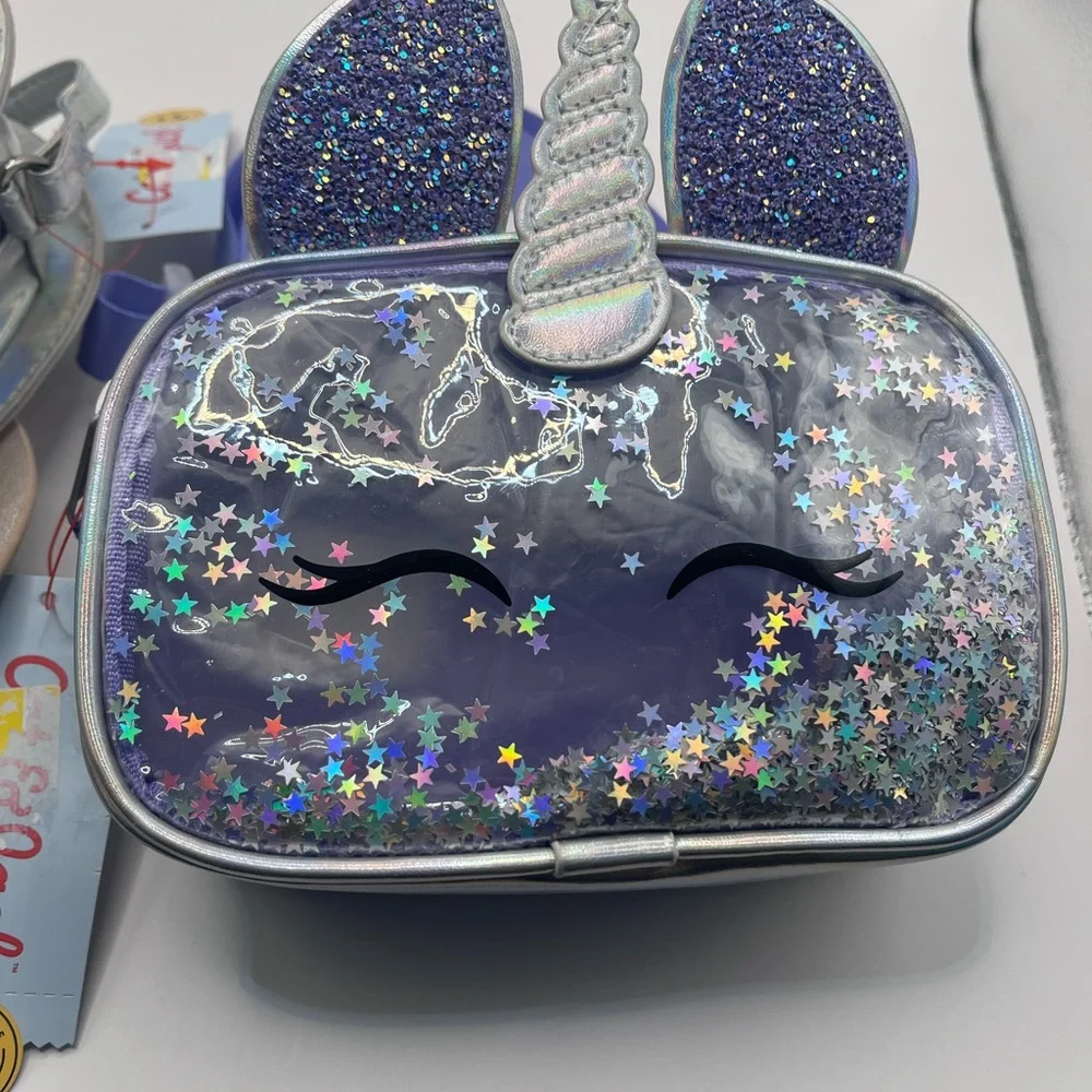 NWT Unicorn Donut iridescent crossbody‎ purse, and sparkle crossbody cat & jack